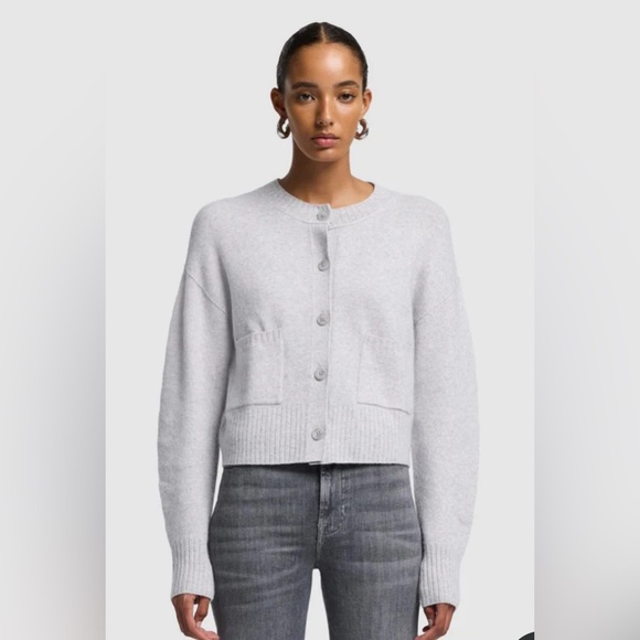 7 For All Mankind Cashmere Blend Cardigan White Sand - Picture 1 of 8